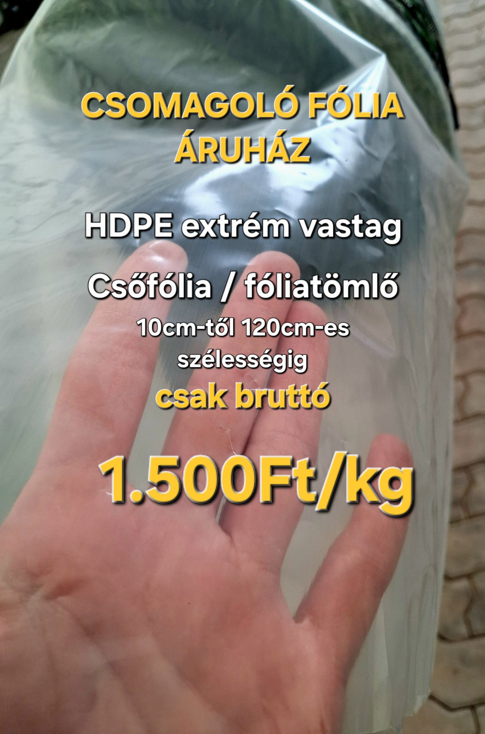 Csomagoló fóliatömlő - fólia ujj - fóliacső - HDPE vastag - 80 mikronos - olcsón ár - Image 2